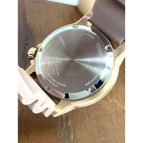 Citizen Women's Watch EO2023-00A Eco Drive Silver Dial Rose Gold Rubber Strap - Picture 7 of 15